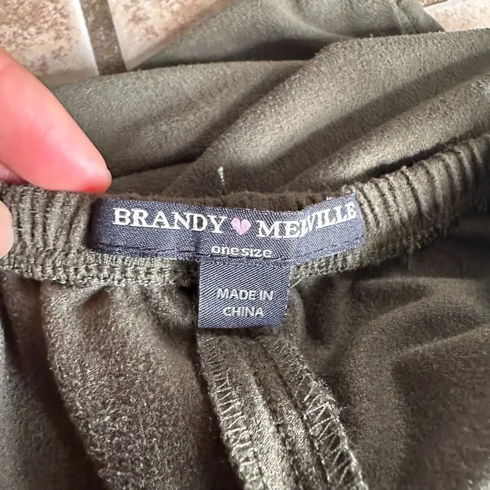 Brandy Melville Army Military Green Elastic Waist Mini Skater Skirt One‎ Size